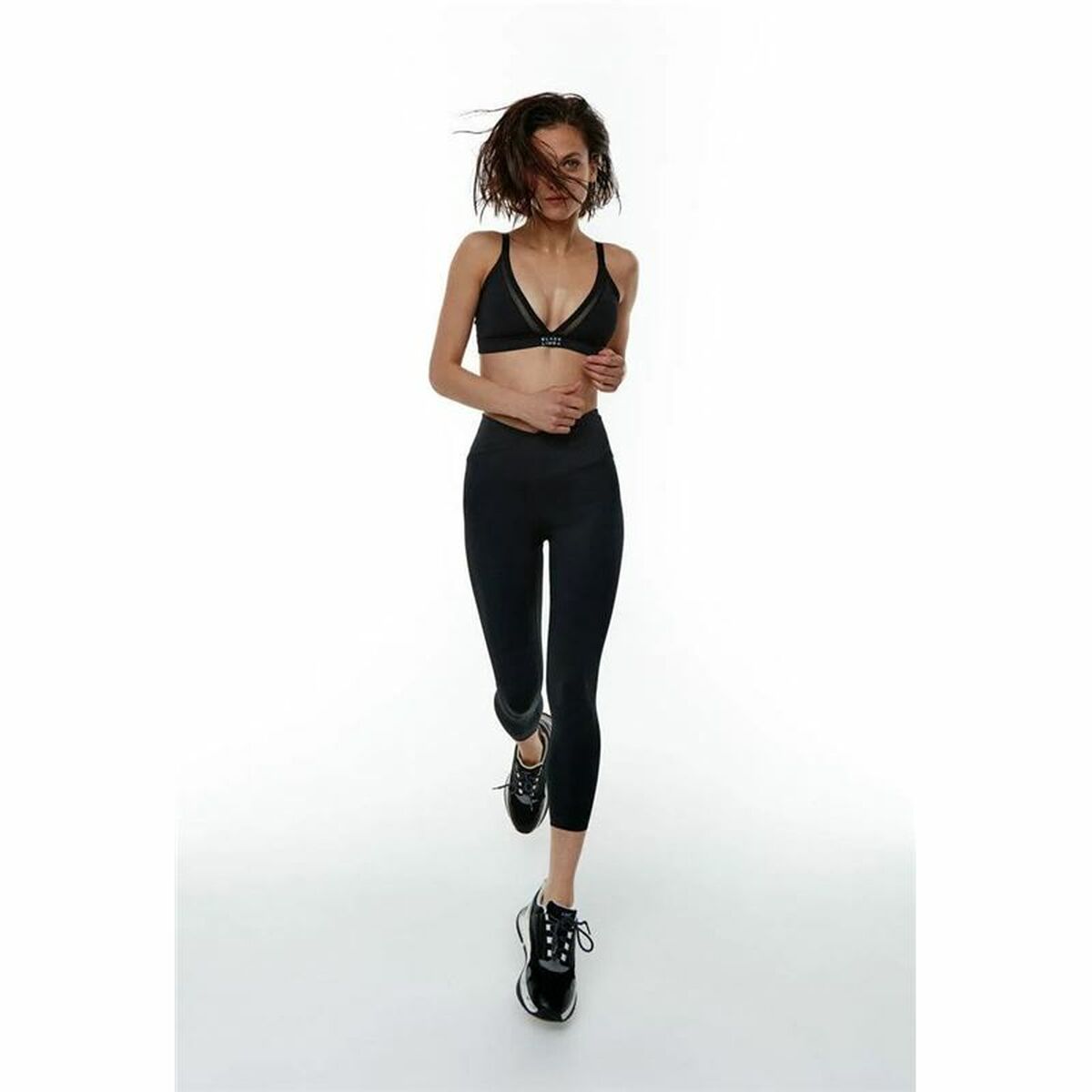 Colanți Sport de Damă Black Limba Capri Rocket Negru