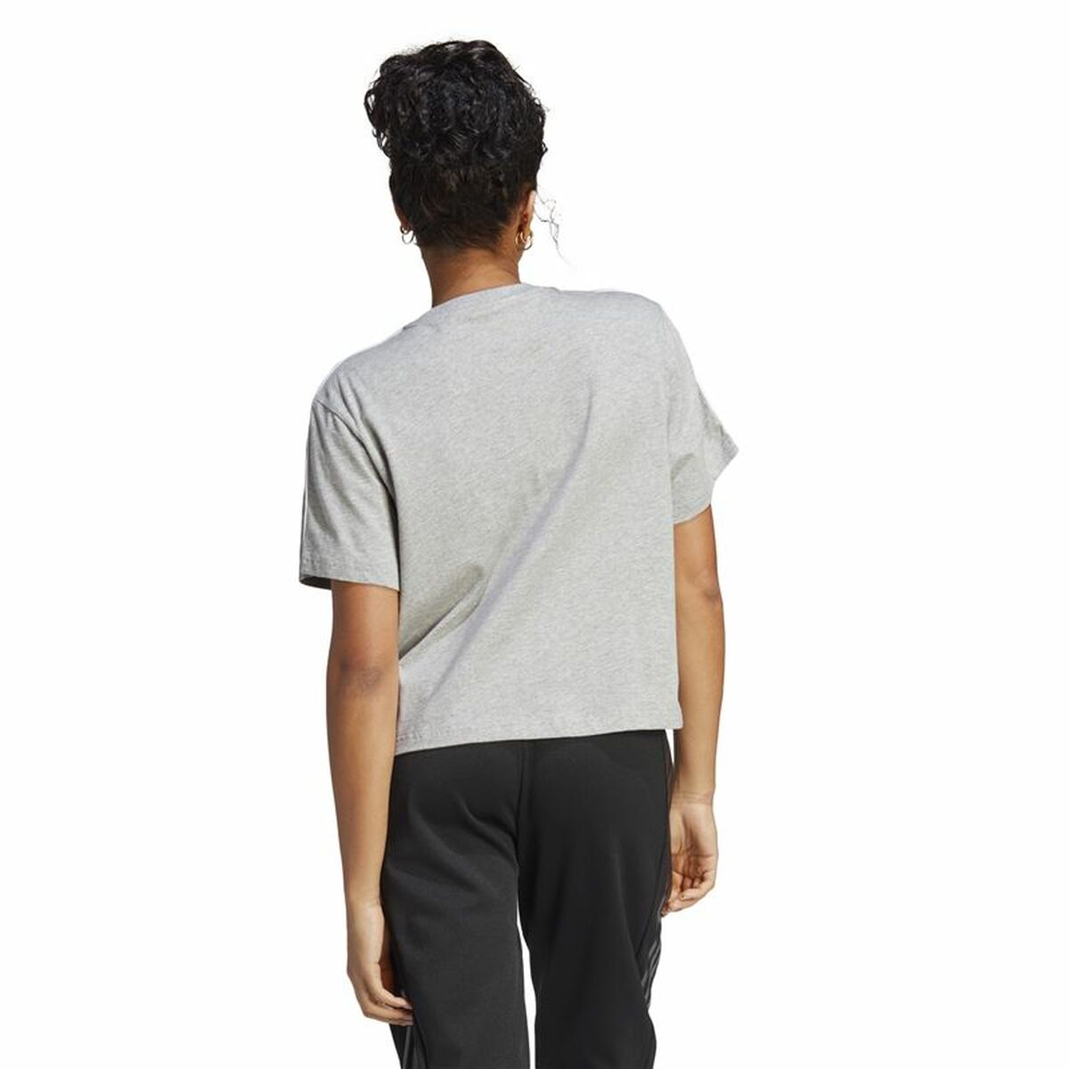 Tricou cu Mânecă Scurtă Femei Adidas 3S Cropped Top Gri deschis (XS)