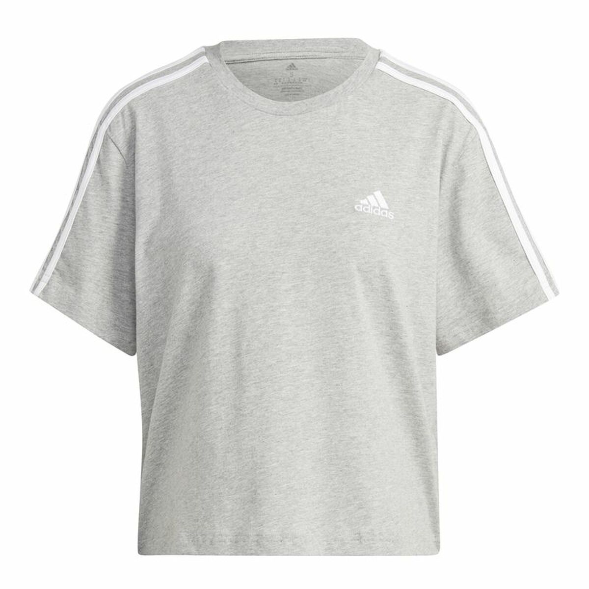 Tricou cu Mânecă Scurtă Femei Adidas 3S Cropped Top Gri deschis (XS)