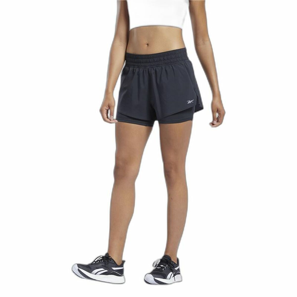 Pantaloni Scurți Sport pentru Damă Reebok Wor Run 2 In 1 Short Negru