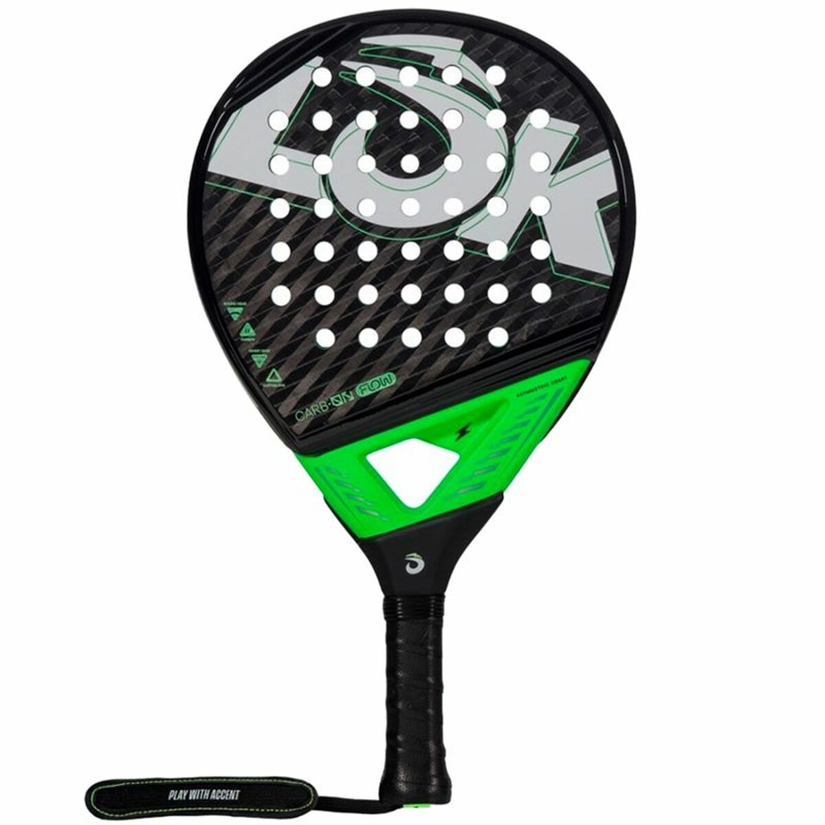 Paletă de Padel Lok Sports Carb-On Flow Negru Verde lămâie