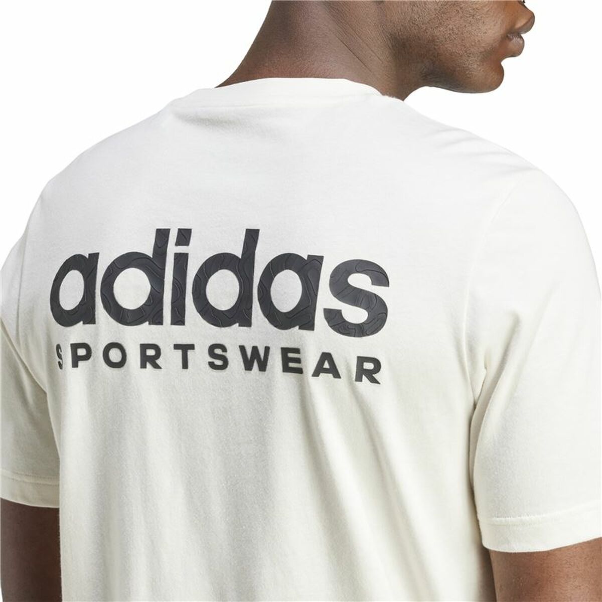 Tricou cu Mânecă Scurtă Bărbați Adidas Molded Linear Alb Natural