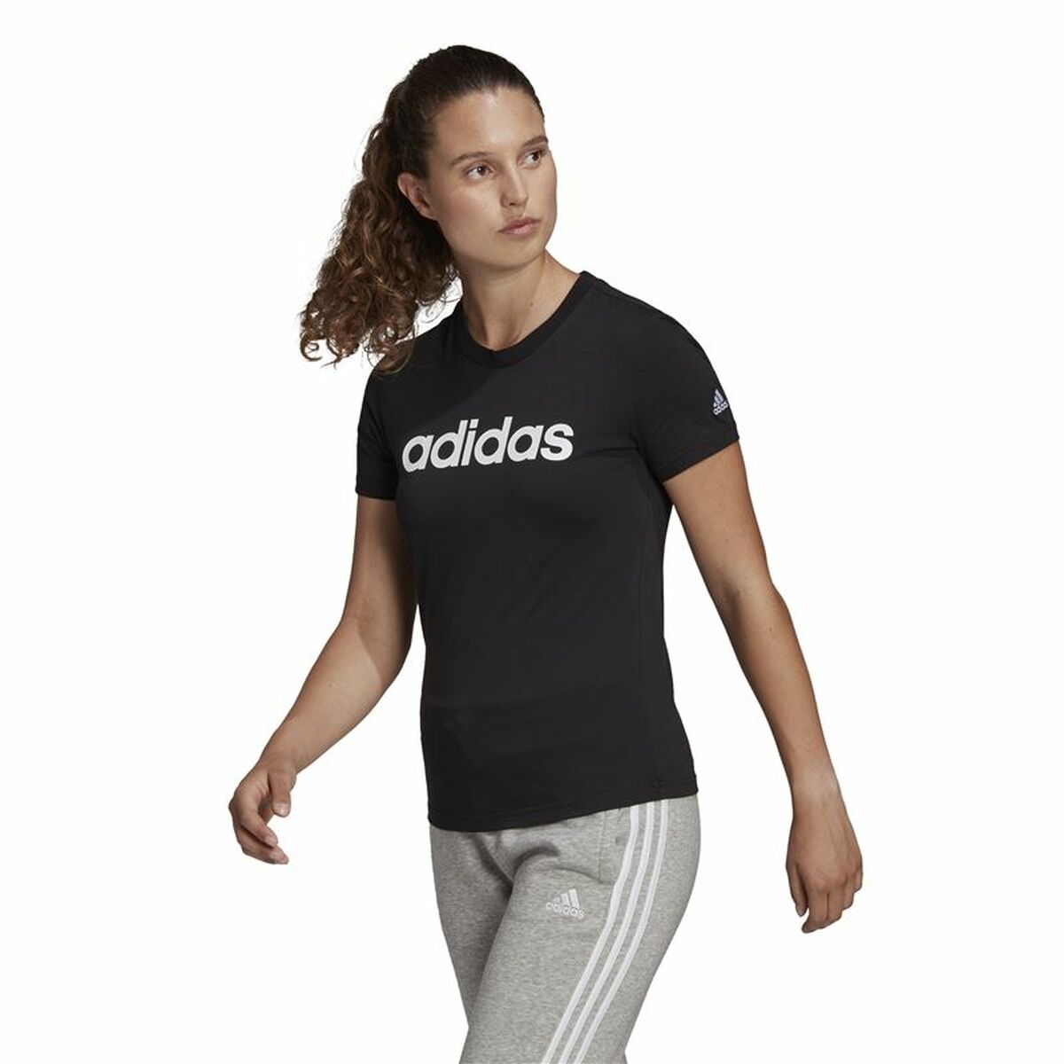 Tricou cu Mânecă Scurtă Femei Adidas Lin T Negru (XS)