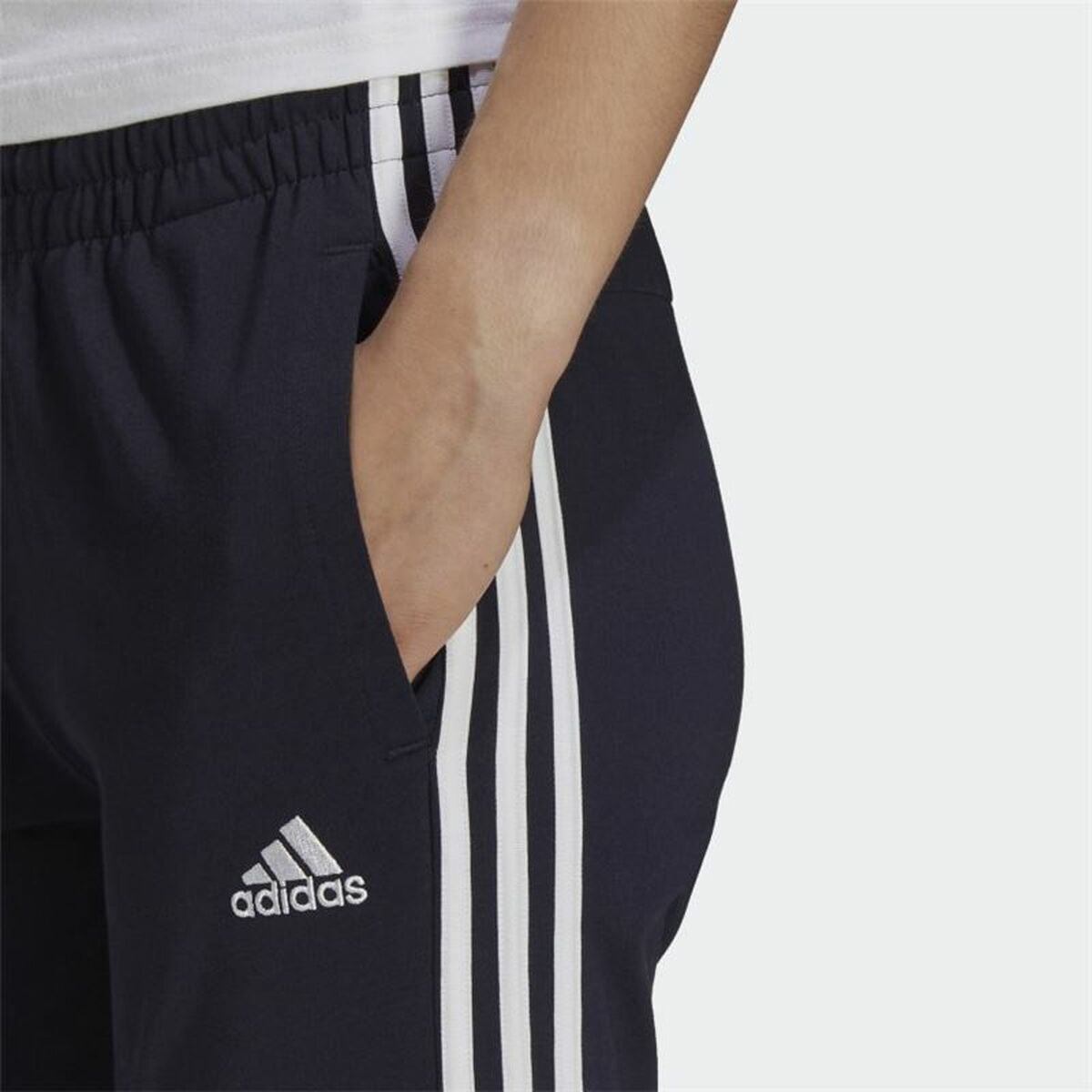 Pantaloni lungi de sport Adidas Essentials 3 Bandas W Bleumarin Femeie