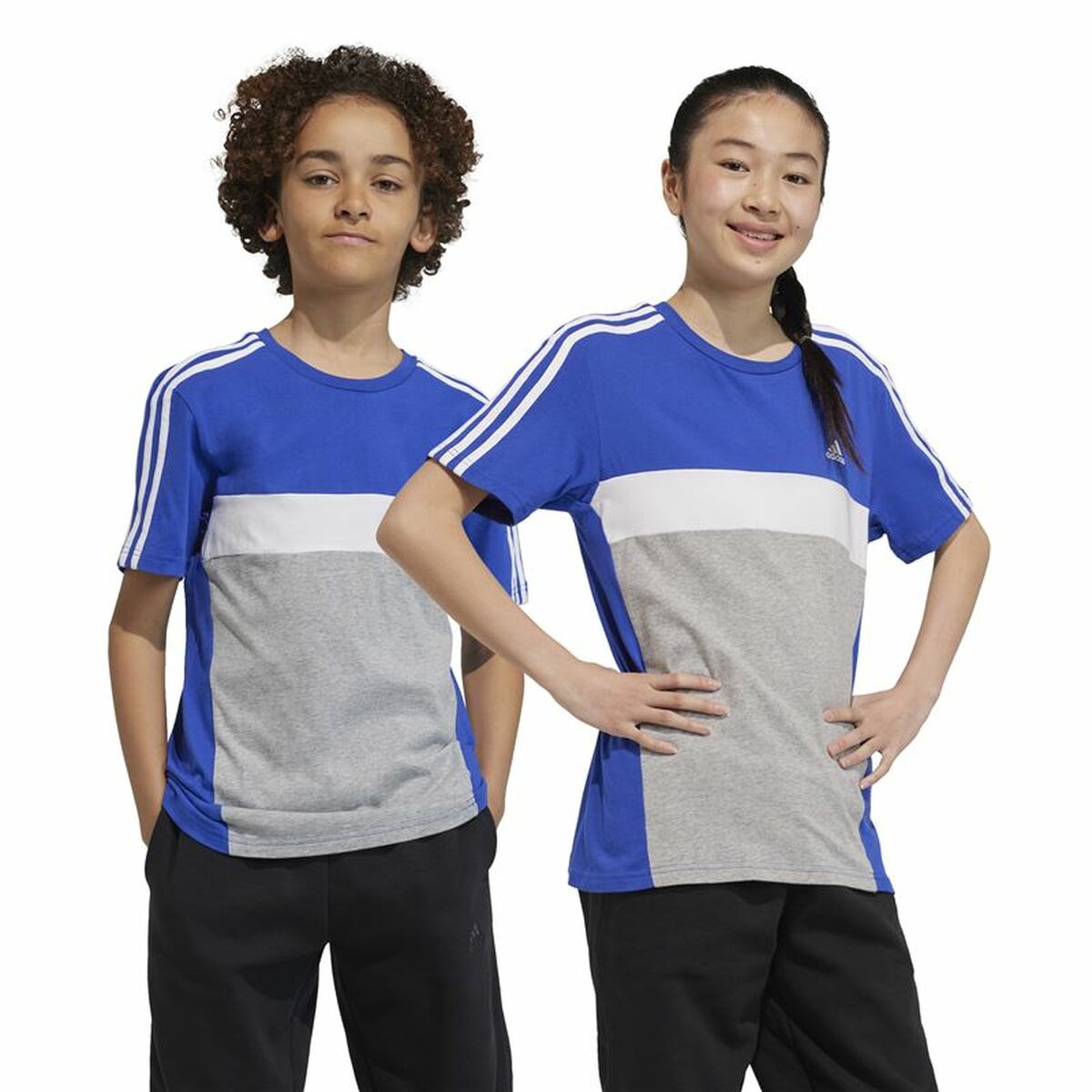 Tricou cu Mânecă Scurtă pentru Copii Adidas 3S Tib Albastru