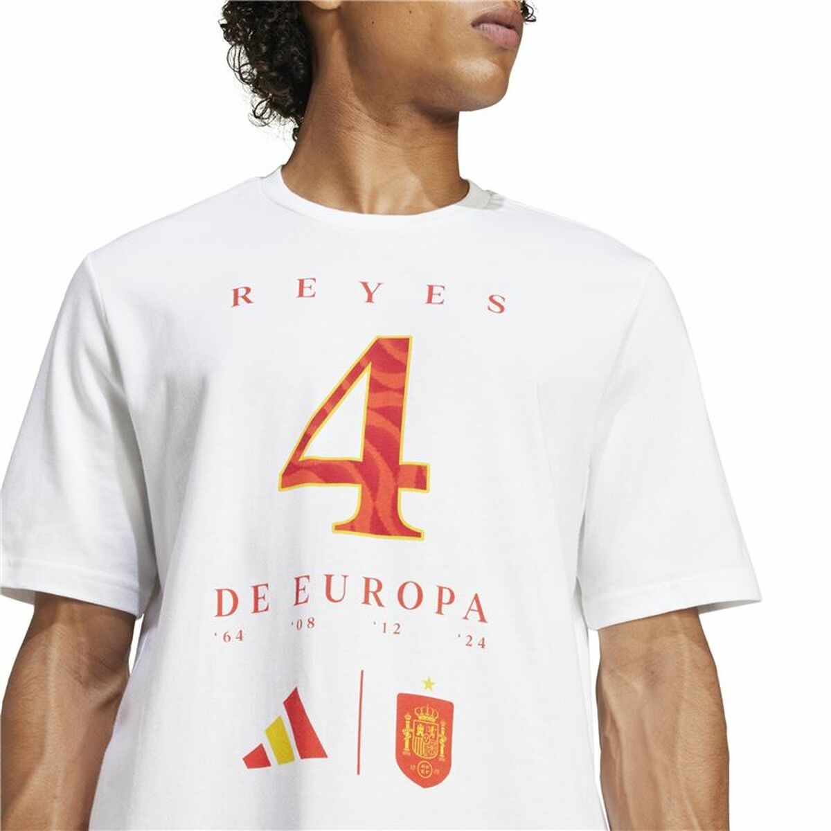 Tricou cu Mânecă Scurtă Bărbați Adidas España Campeones de Europa Alb