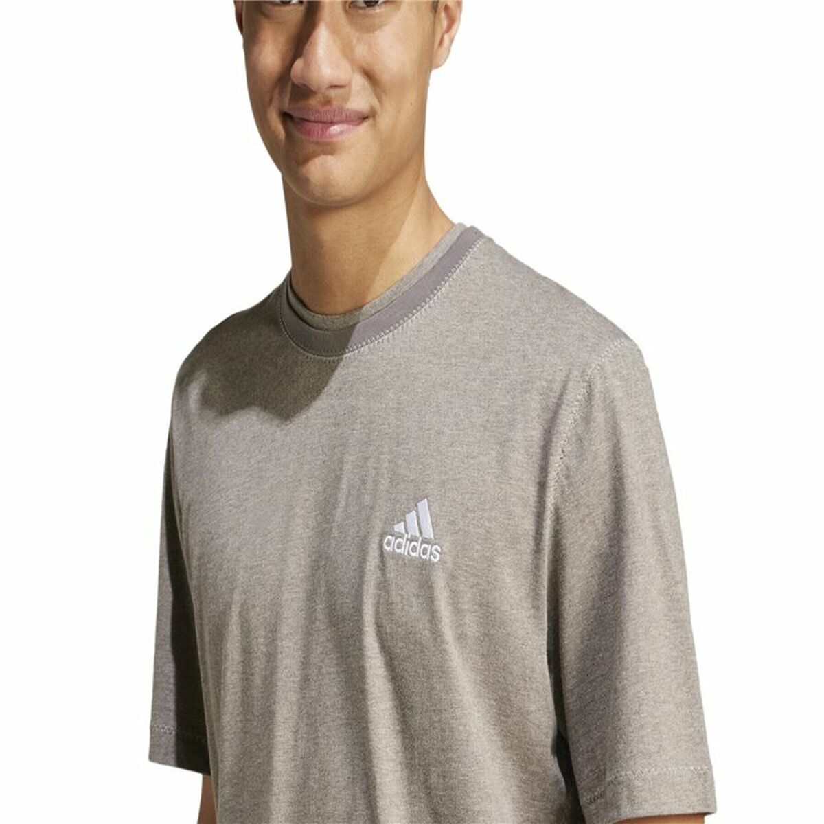 Tricou cu Mânecă Scurtă Bărbați Adidas Seasonal Essentials Maro Gri deschis