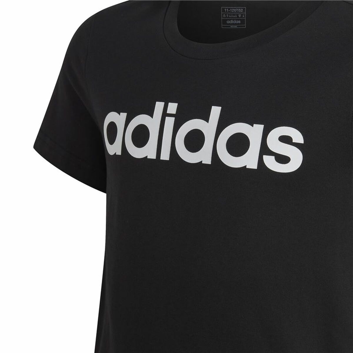 Tricou cu Mânecă Scurtă pentru Copii Adidas Essentils Logo Linear Negru