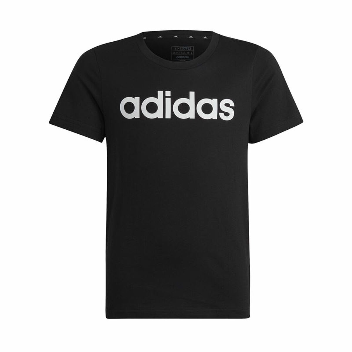 Tricou cu Mânecă Scurtă pentru Copii Adidas Essentils Logo Linear Negru