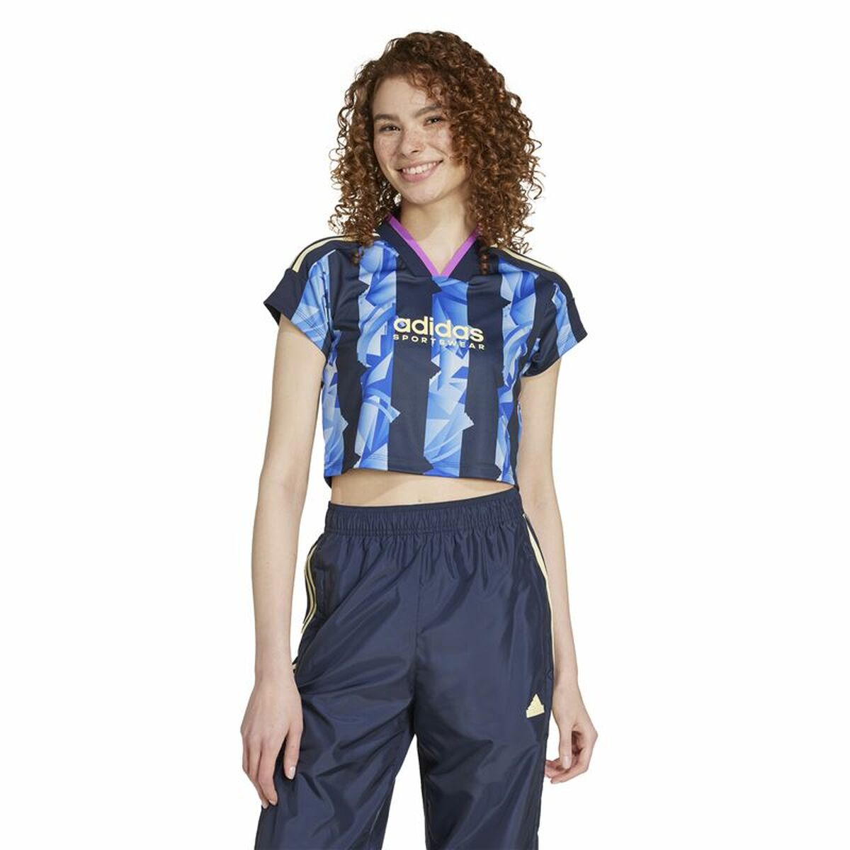 Tricou cu Mânecă Scurtă Femei Adidas Tiro Cut Albastru