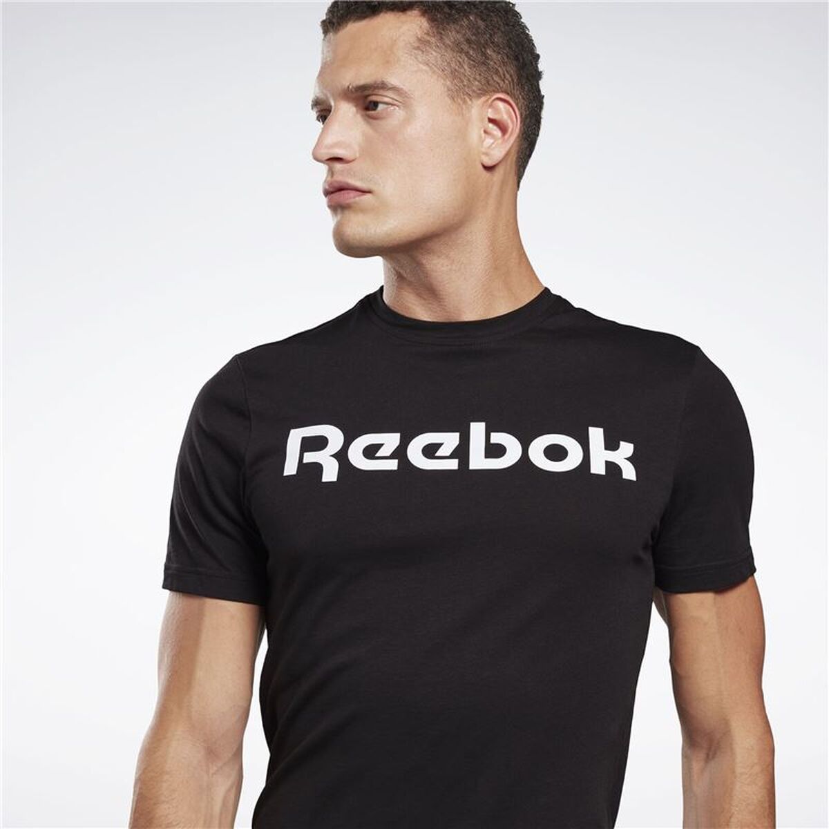 Tricou cu Mânecă Scurtă Bărbați Reebok Graphic Series Linear Logo Negru