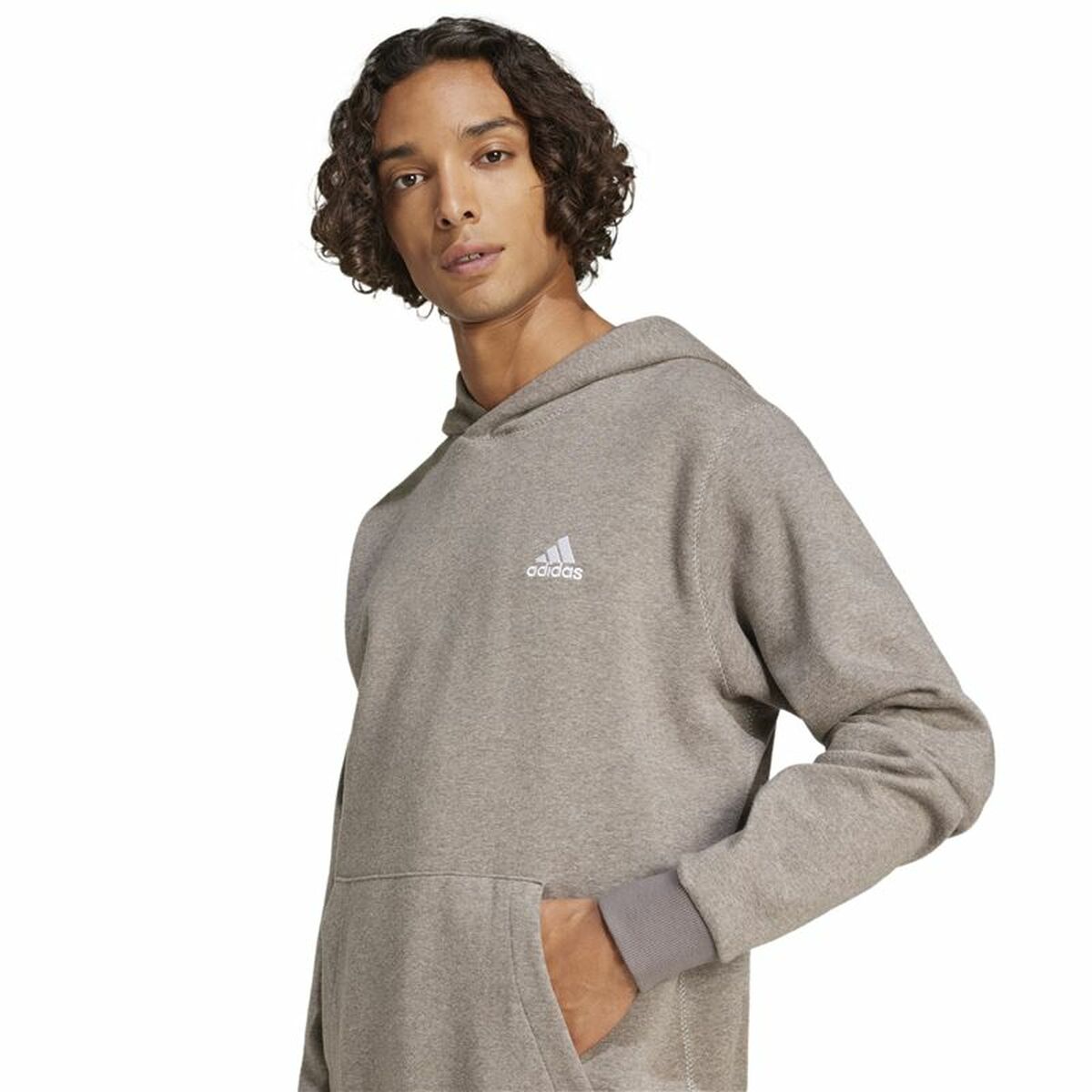 Hanorac cu Glugă Bărbați Adidas Seasonal Essentials Melange Hoodie Maro Bej
