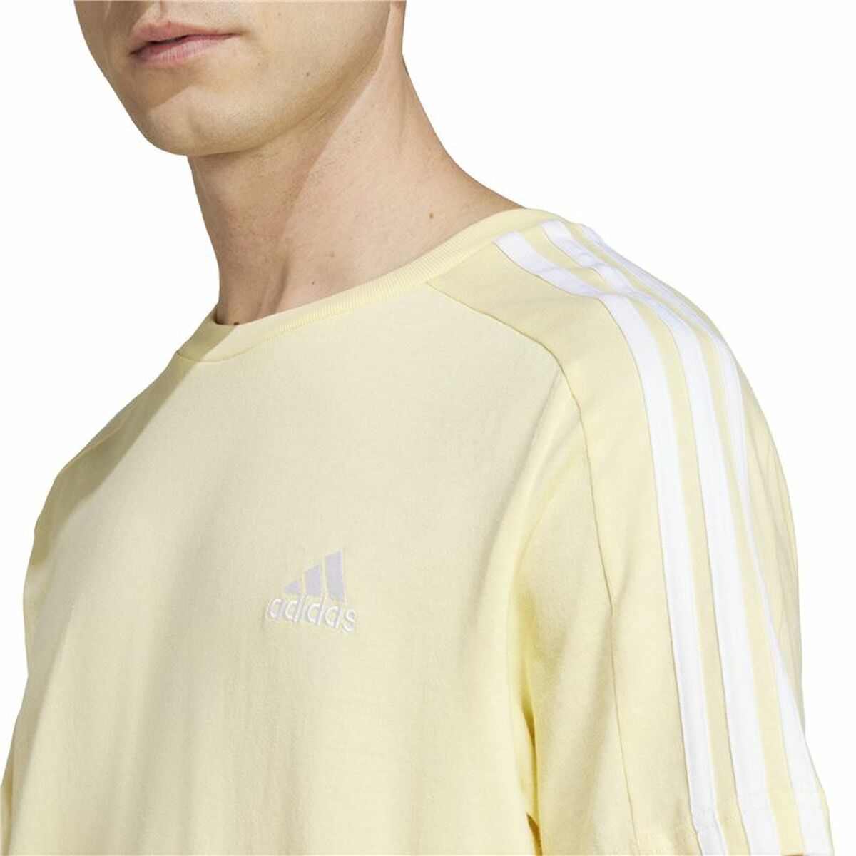 Tricou cu Mânecă Scurtă Bărbați Adidas Essentials Single Jersey 3-Stripes Galben