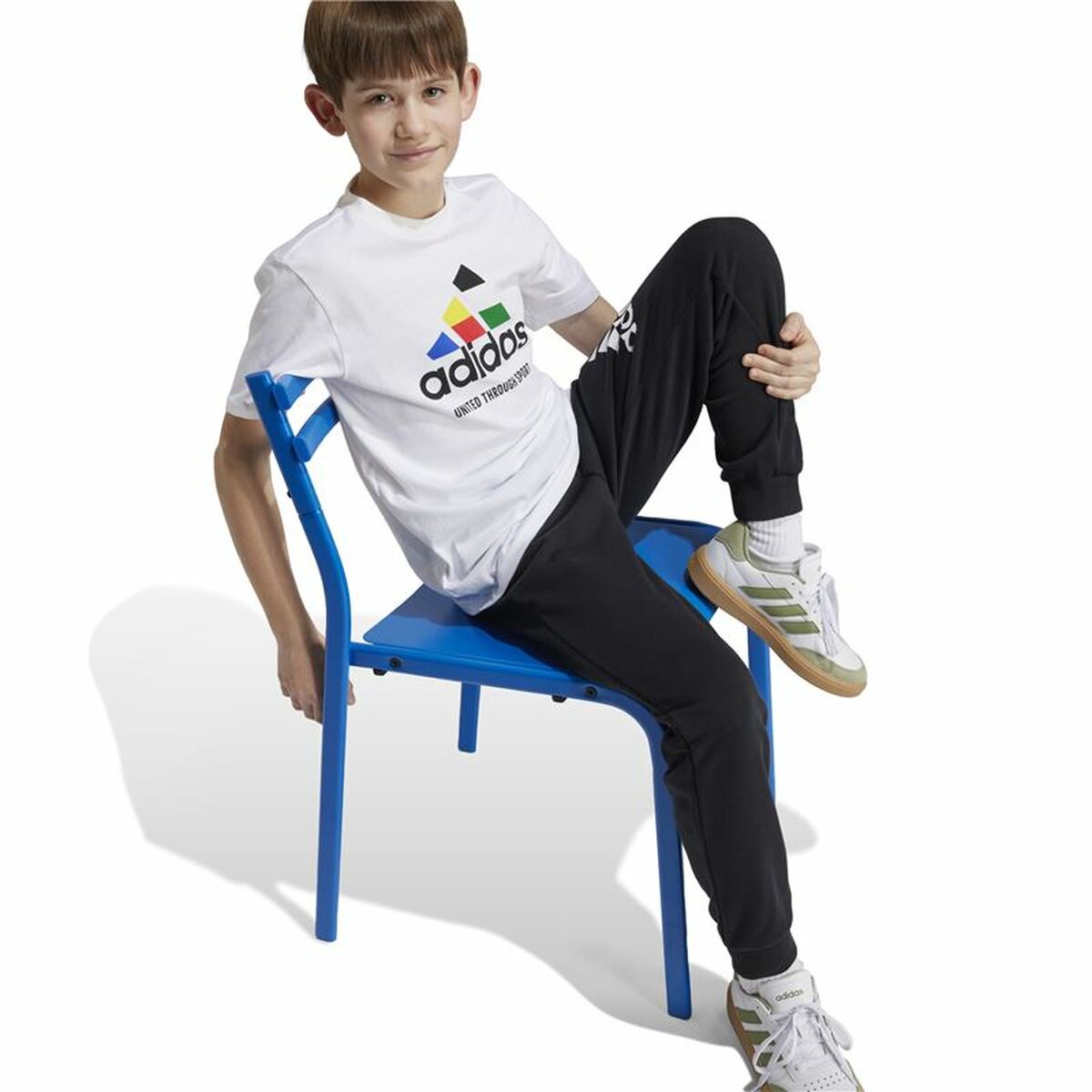 Tricou cu Mânecă Scurtă pentru Copii Adidas Nations Alb