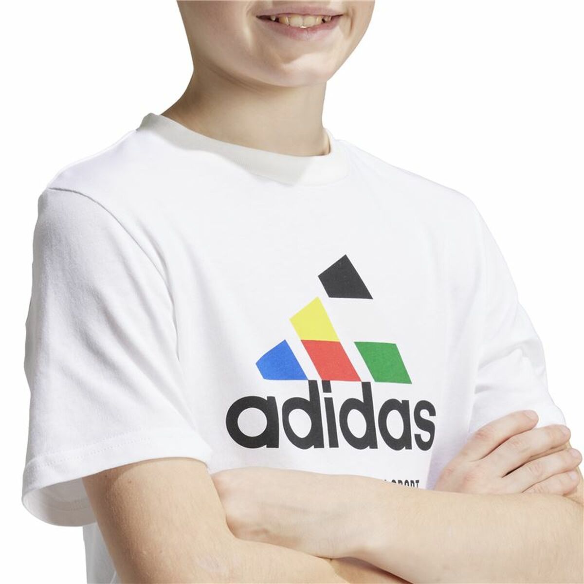 Tricou cu Mânecă Scurtă pentru Copii Adidas Nations Alb