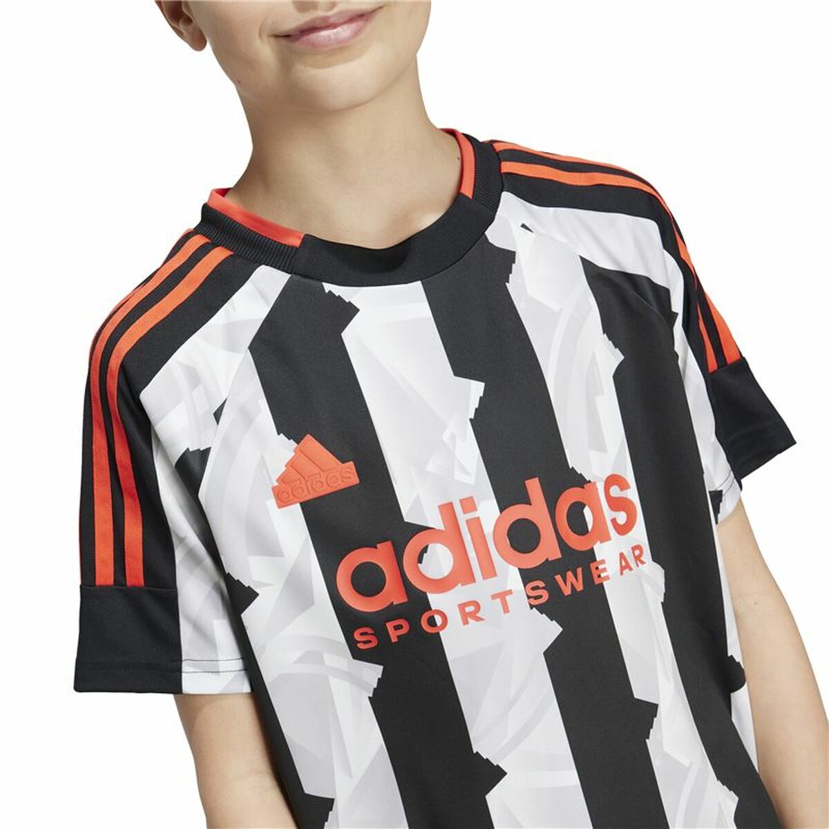 Tricou cu Mânecă Scurtă Copii Adidas Tiro Alb Negru