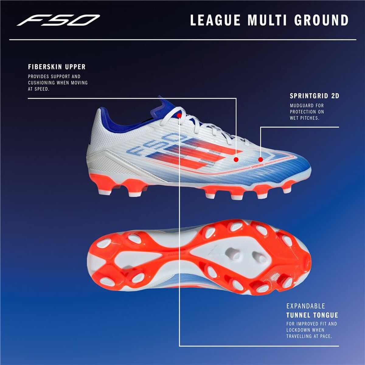 Încălțăminte de Fotbal pentru Adulți Adidas F50 League Alb