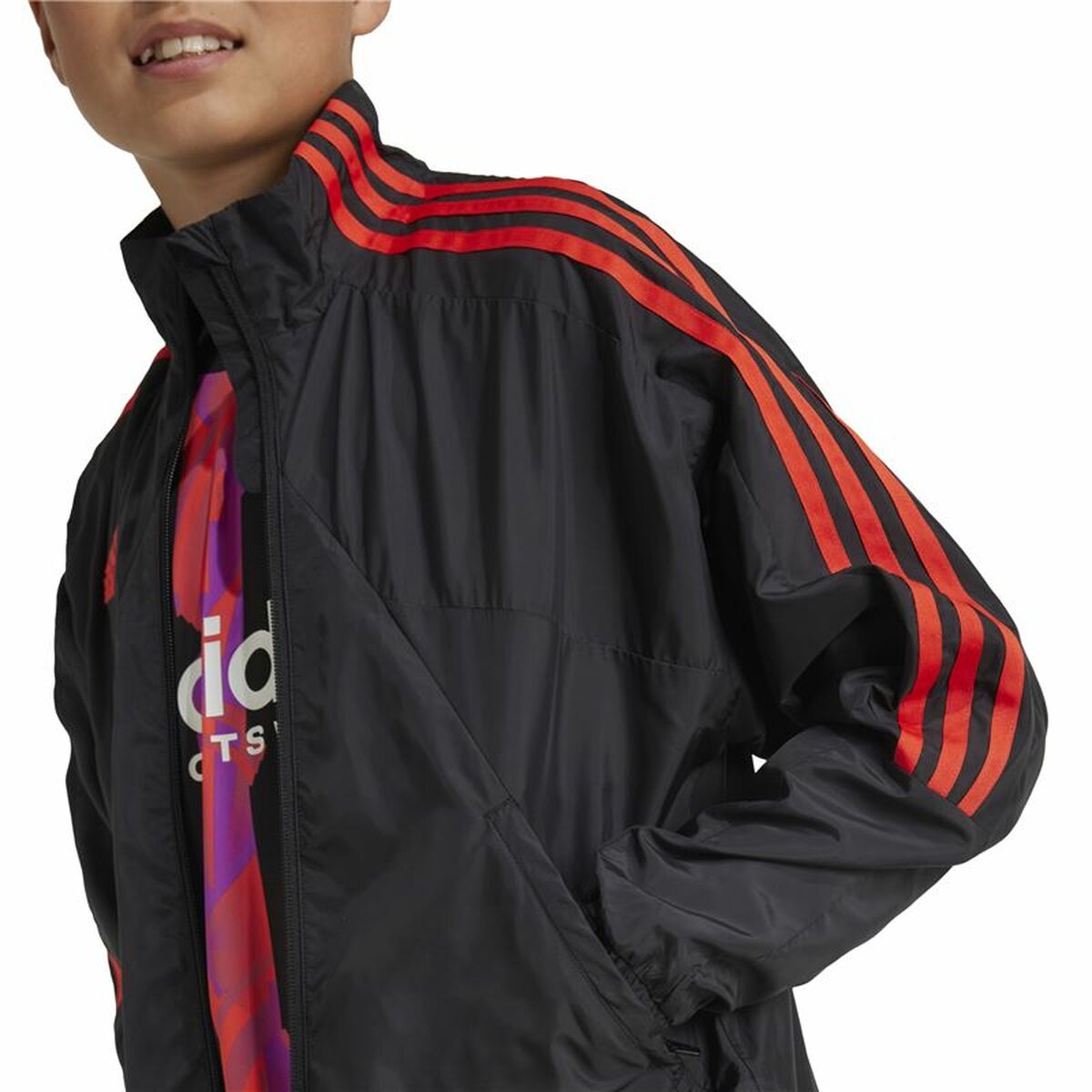 Hanorac fără Glugă Adidas Tiro Woven Tracktop Negru