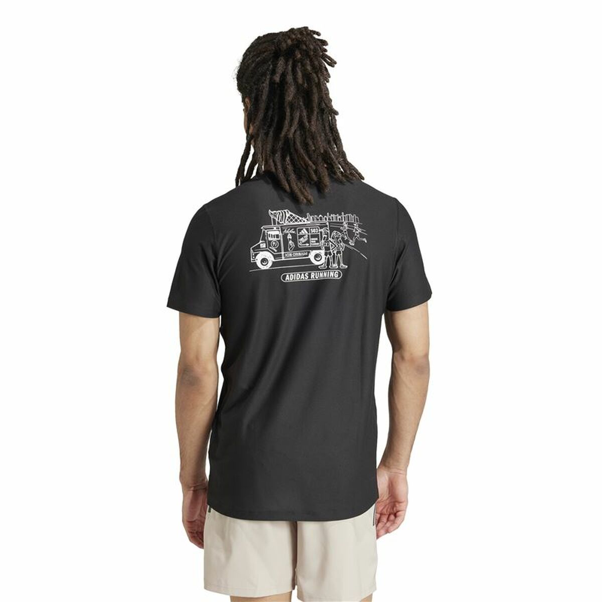 Tricou cu Mânecă Scurtă Bărbați Adidas Running Ice Cream Graphic Negru