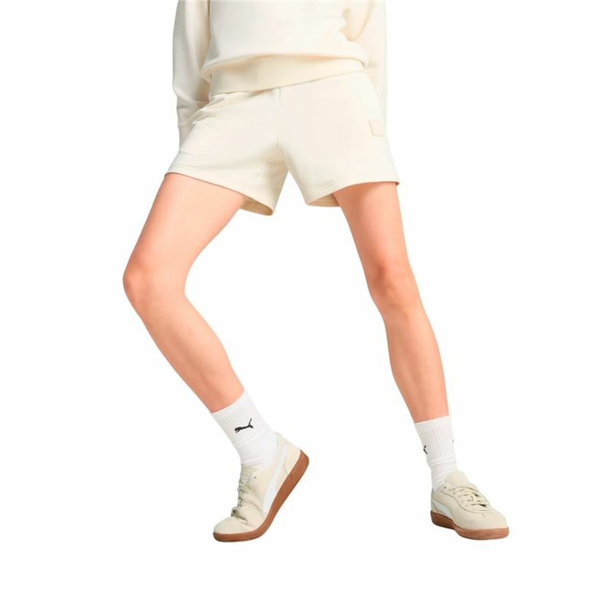 Pantaloni Scurți Sport pentru Damă Puma Essentials Elevatedd-Ris Alb Natural