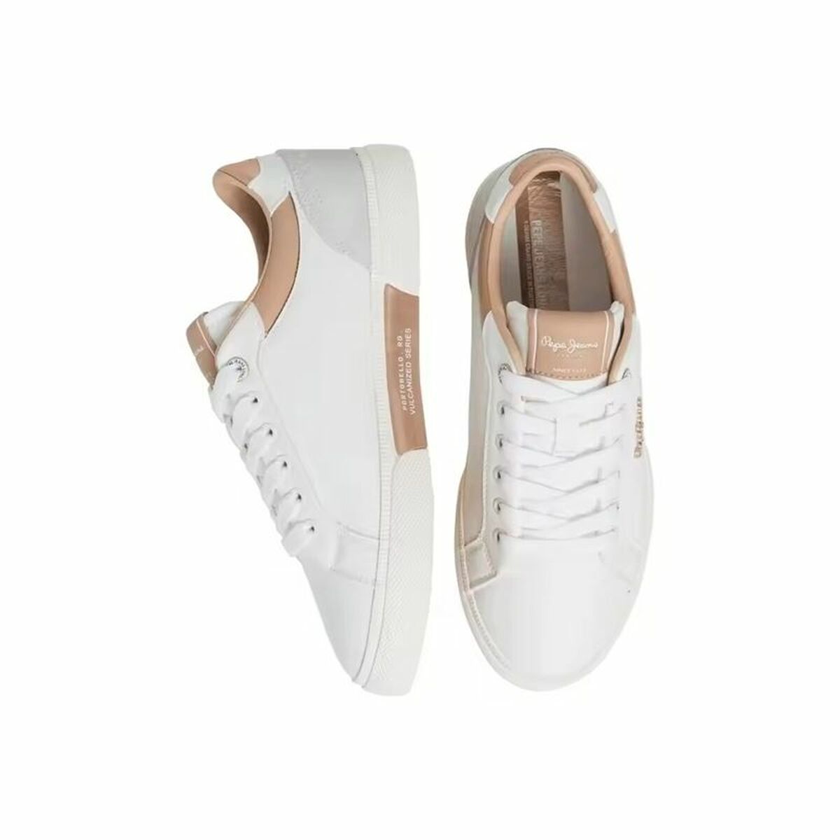 Pantofi sport pentru femei Pepe Jeans Kenton Court Golden Alb