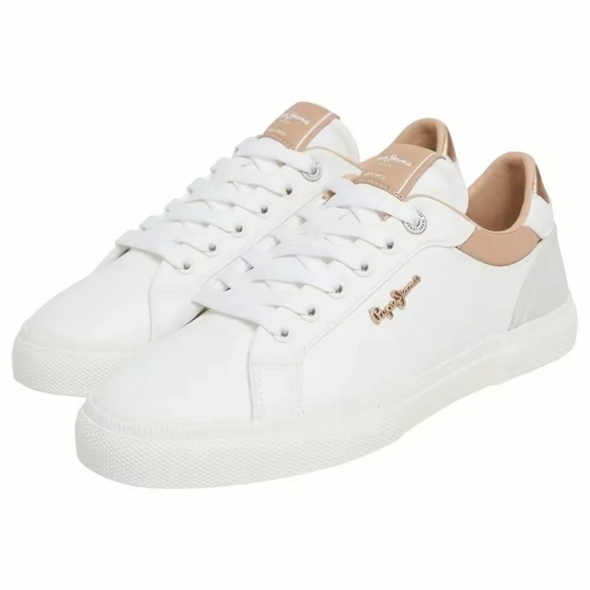 Pantofi sport pentru femei Pepe Jeans Kenton Court Golden Alb