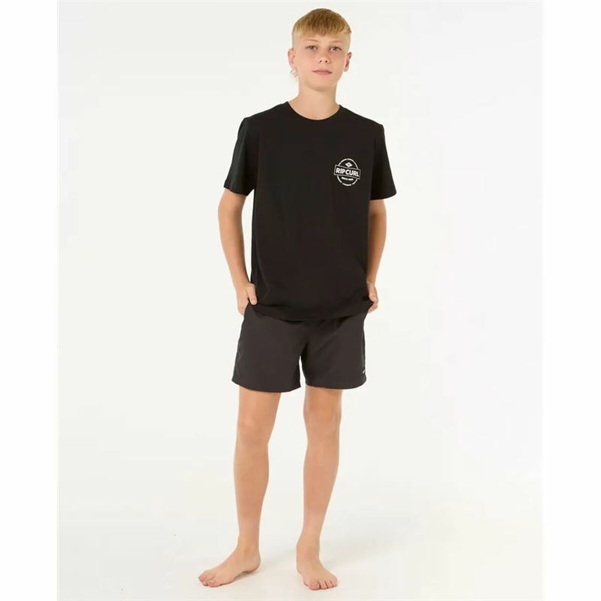 Tricou cu Mânecă Scurtă pentru Copii Rip Curl Staple Negru
