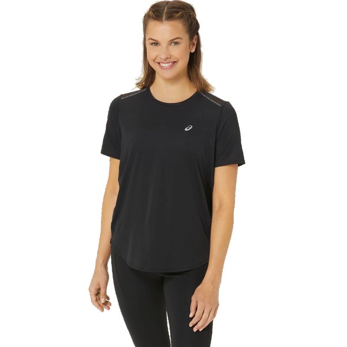 Tricou cu Mânecă Scurtă Femei Asics Road Negru