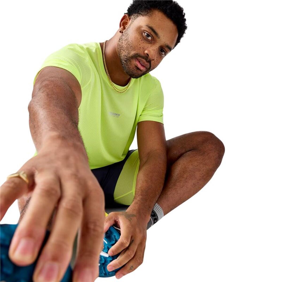 Tricou cu Mânecă Scurtă Bărbați Brooks High Point Sleeve 2.0 Galben