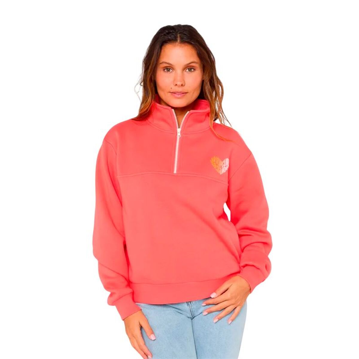 Hanorac fără Glugă Femei Rip Curl Half Zip Fleece Coral