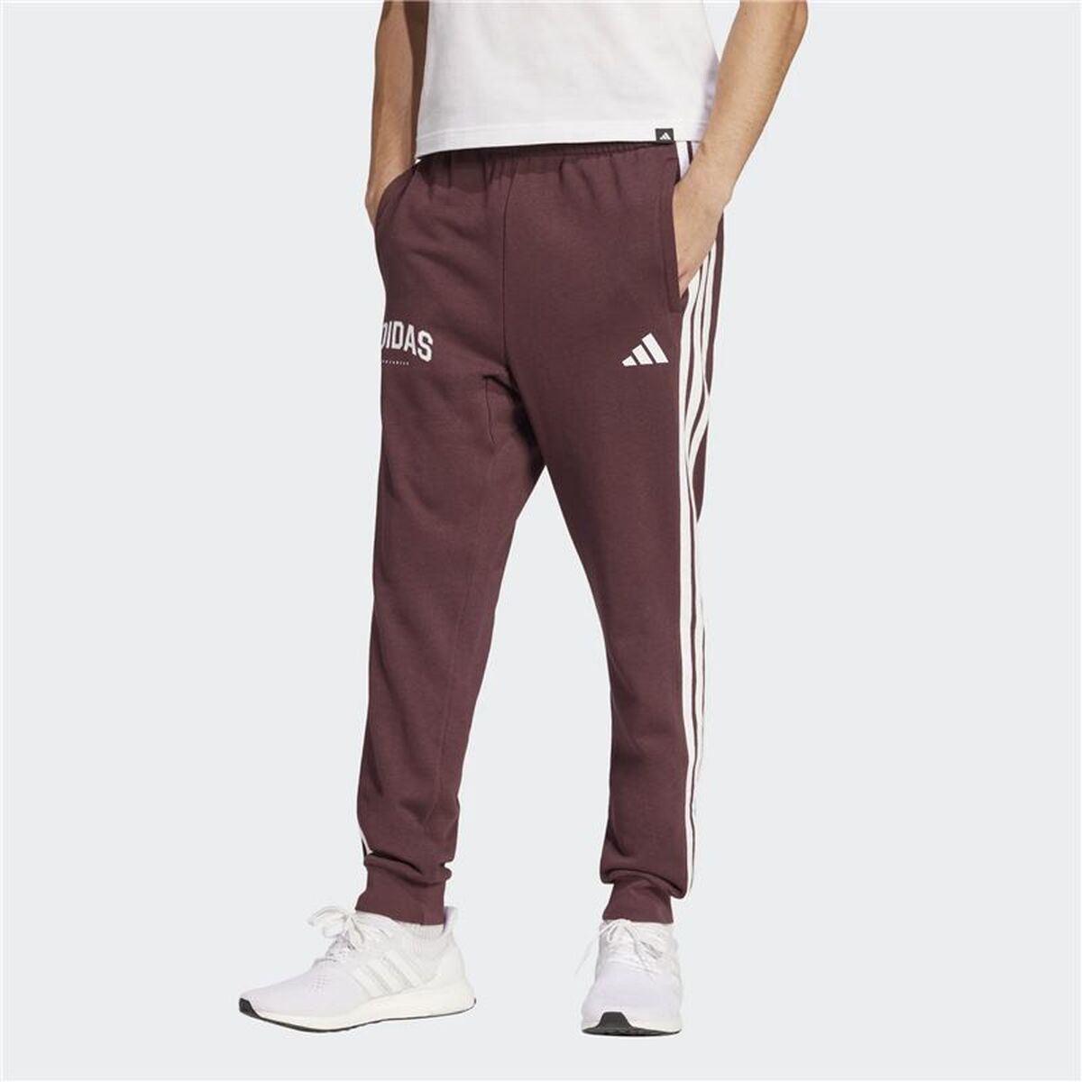 Pantaloni lungi de sport Adidas 3 Bandas Bordo Bărbați