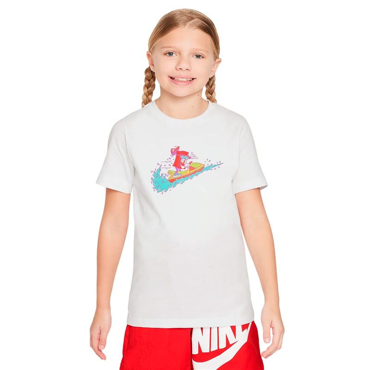 Tricou cu Mânecă Scurtă pentru Copii Nike Sportswear Big Alb