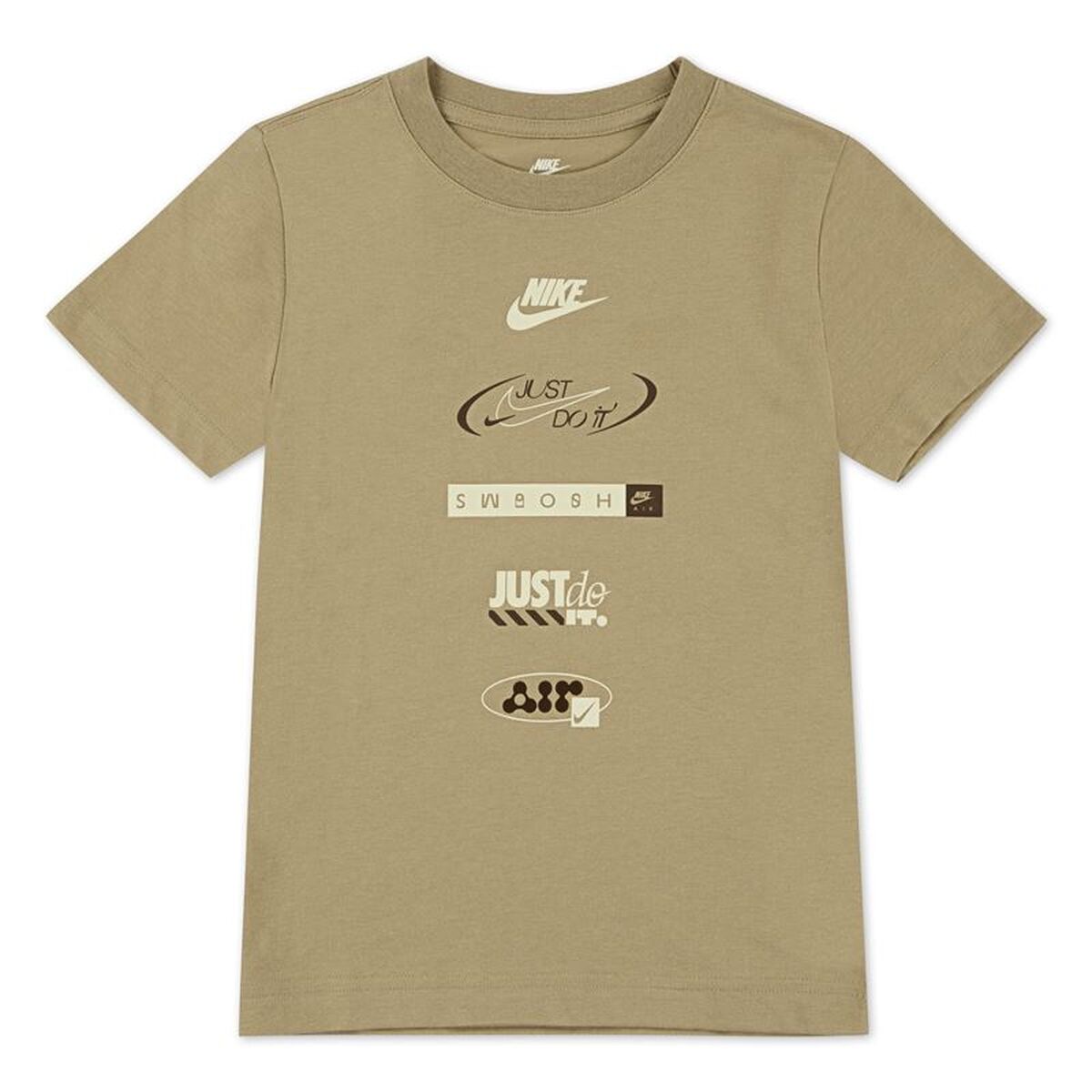 Tricou cu Mânecă Scurtă pentru Copii Nike Brandmark Stack Bej