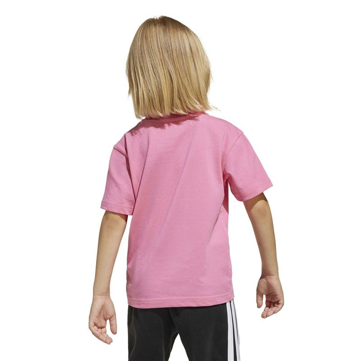 Tricou cu Mânecă Scurtă pentru Copii Adidas Essentials Big Logo Alb Roz