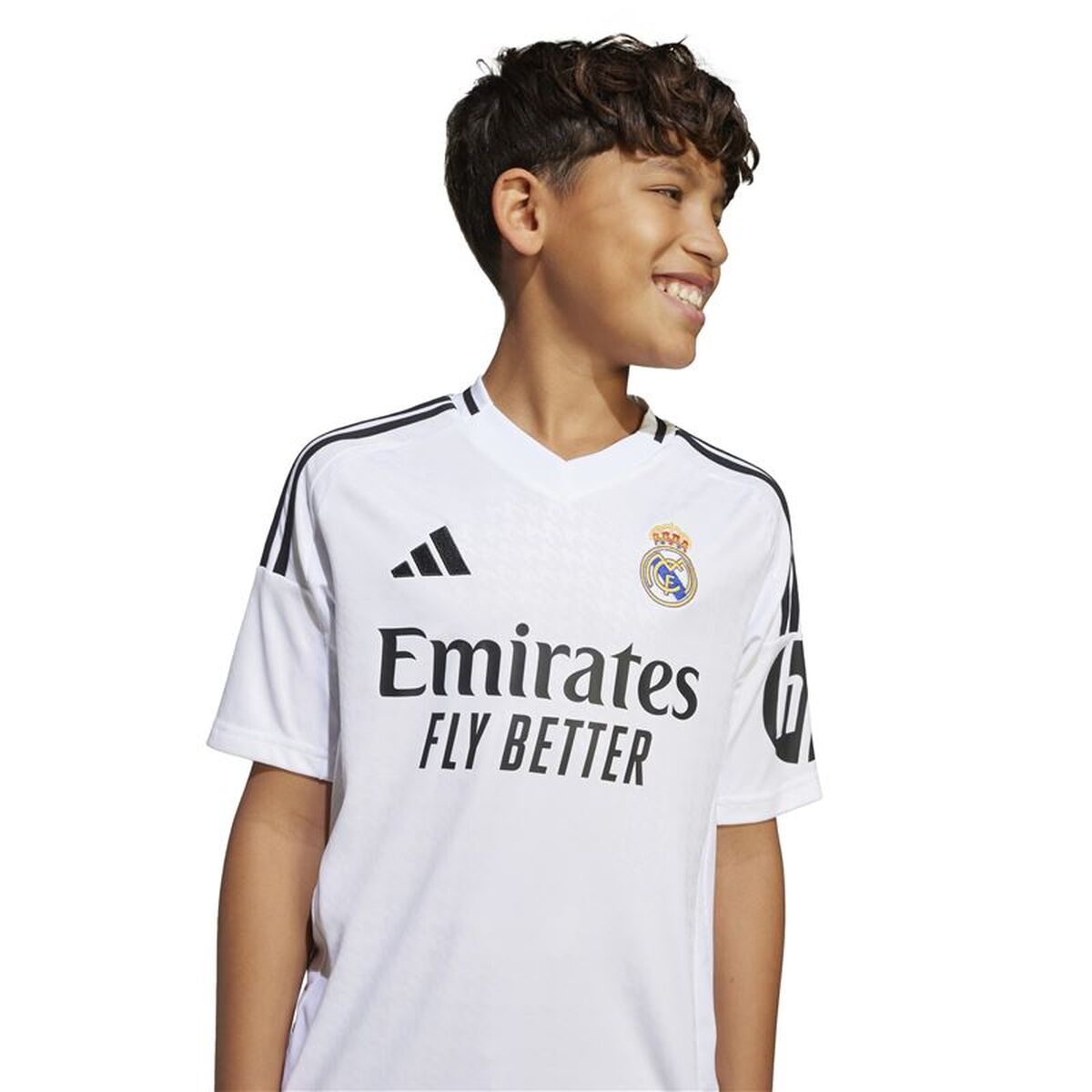 Tricou de Fotbal cu Mânecă Scurtă pentru Copii Adidas Real H Jsy Alb