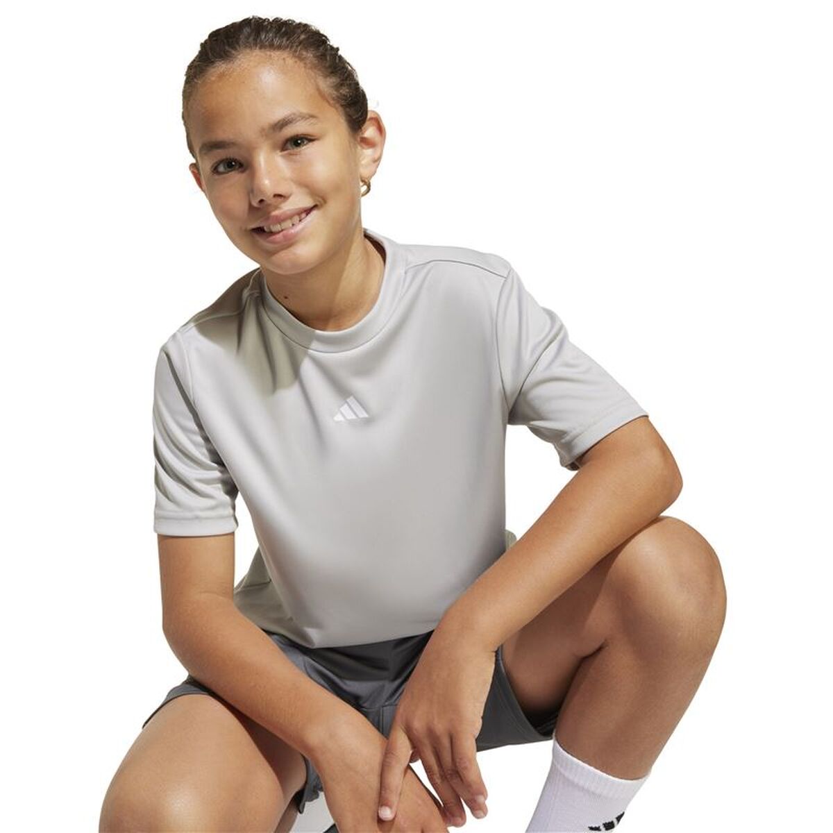 Tricou cu Mânecă Scurtă pentru Copii Adidas Tr-Essentials Gri deschis