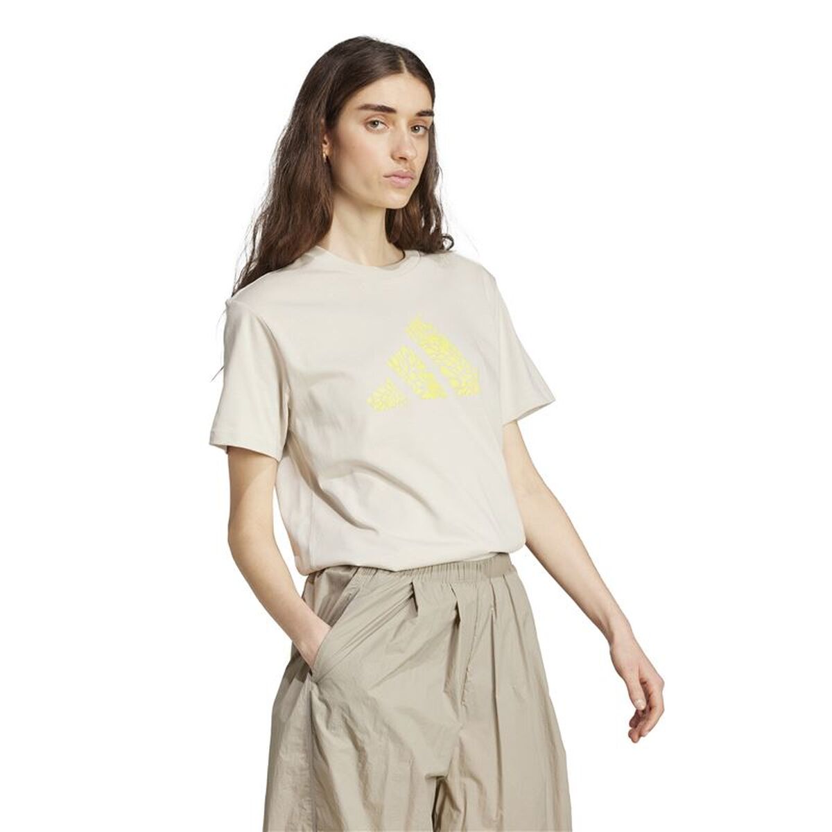 Tricou cu Mânecă Scurtă Femei Adidas Bej