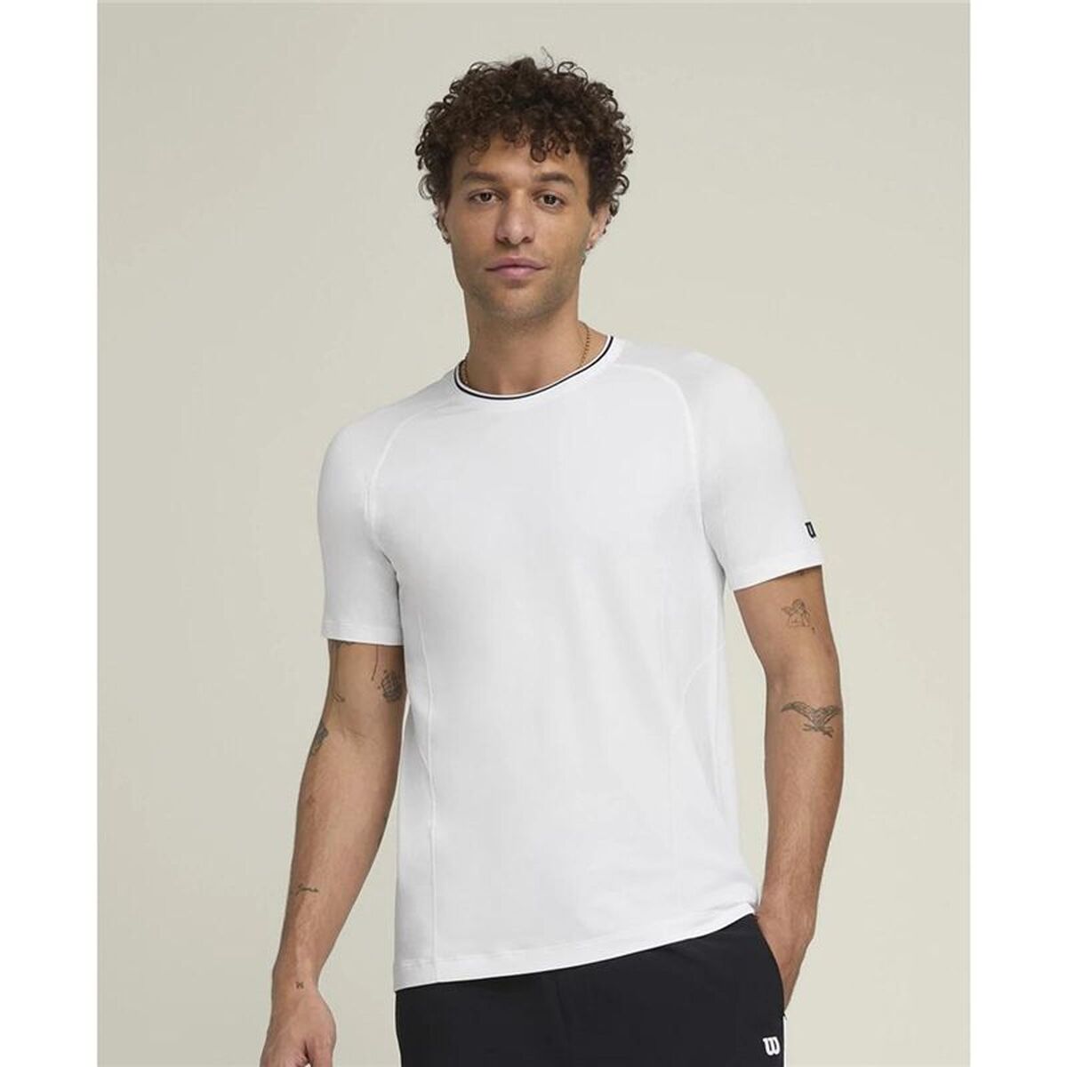 Tricou cu Mânecă Scurtă Bărbați Wilson Wilson Team Seamless Crew Alb Padel