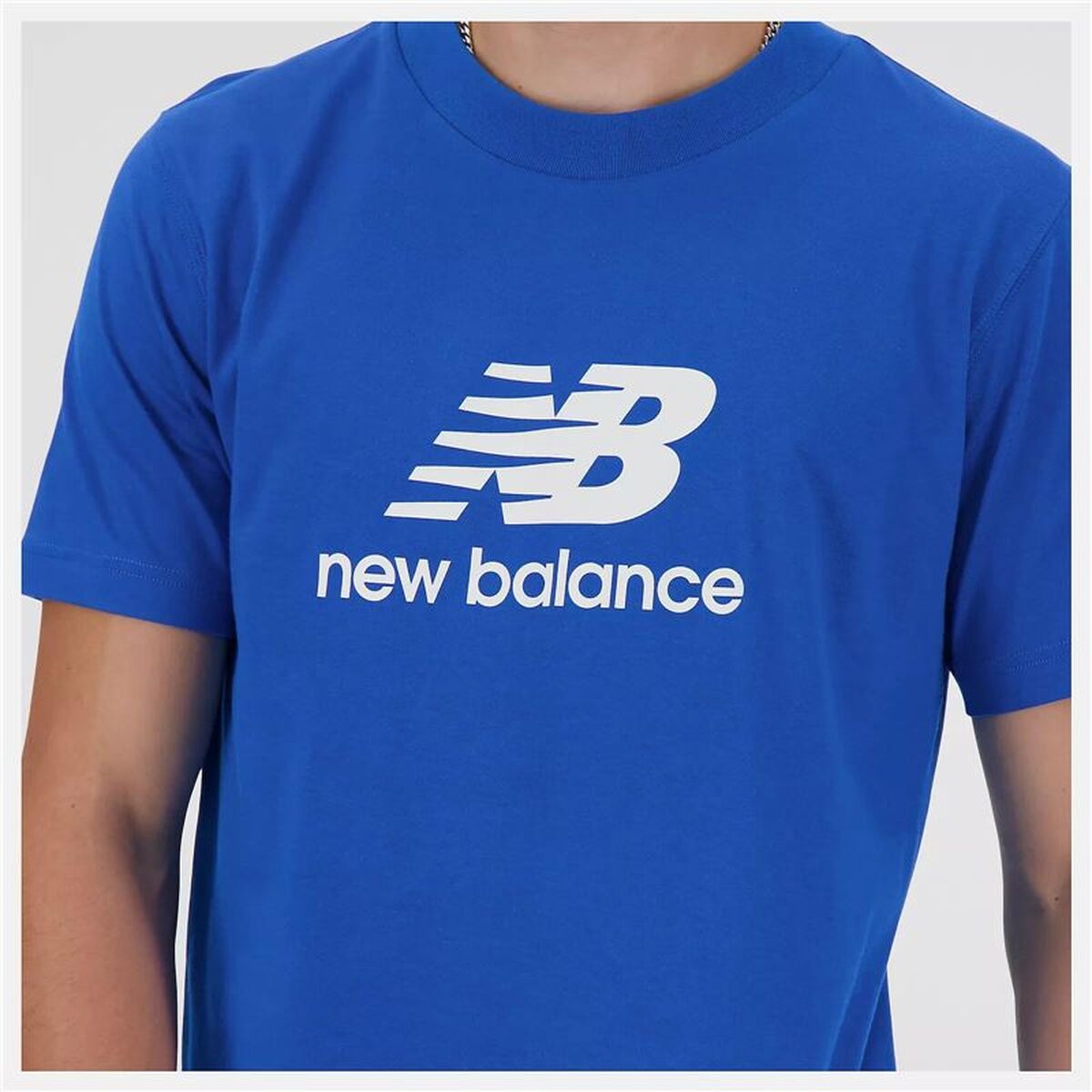 Tricou cu Mânecă Scurtă Bărbați New Balance Sport Essentials Logo Albastru