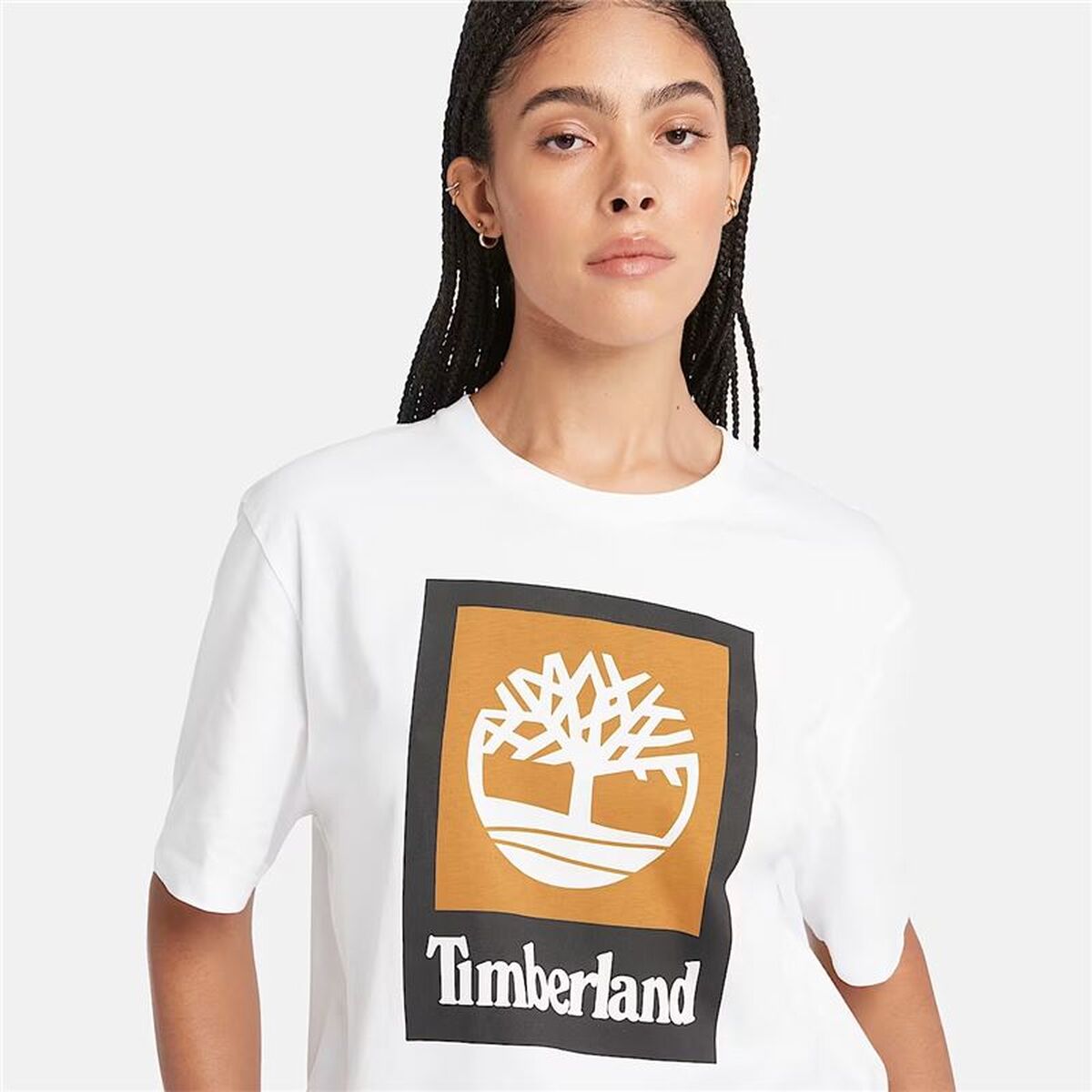 Tricou cu Mânecă Scurtă Bărbați Timberland Stack Logo Colored Alb