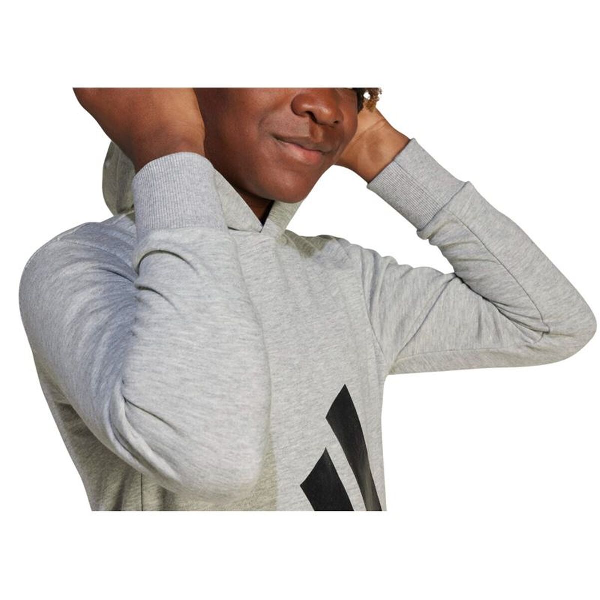 Hanorac cu glugă pentru fete Adidas Big Logo French Terry Hd Gri deschis