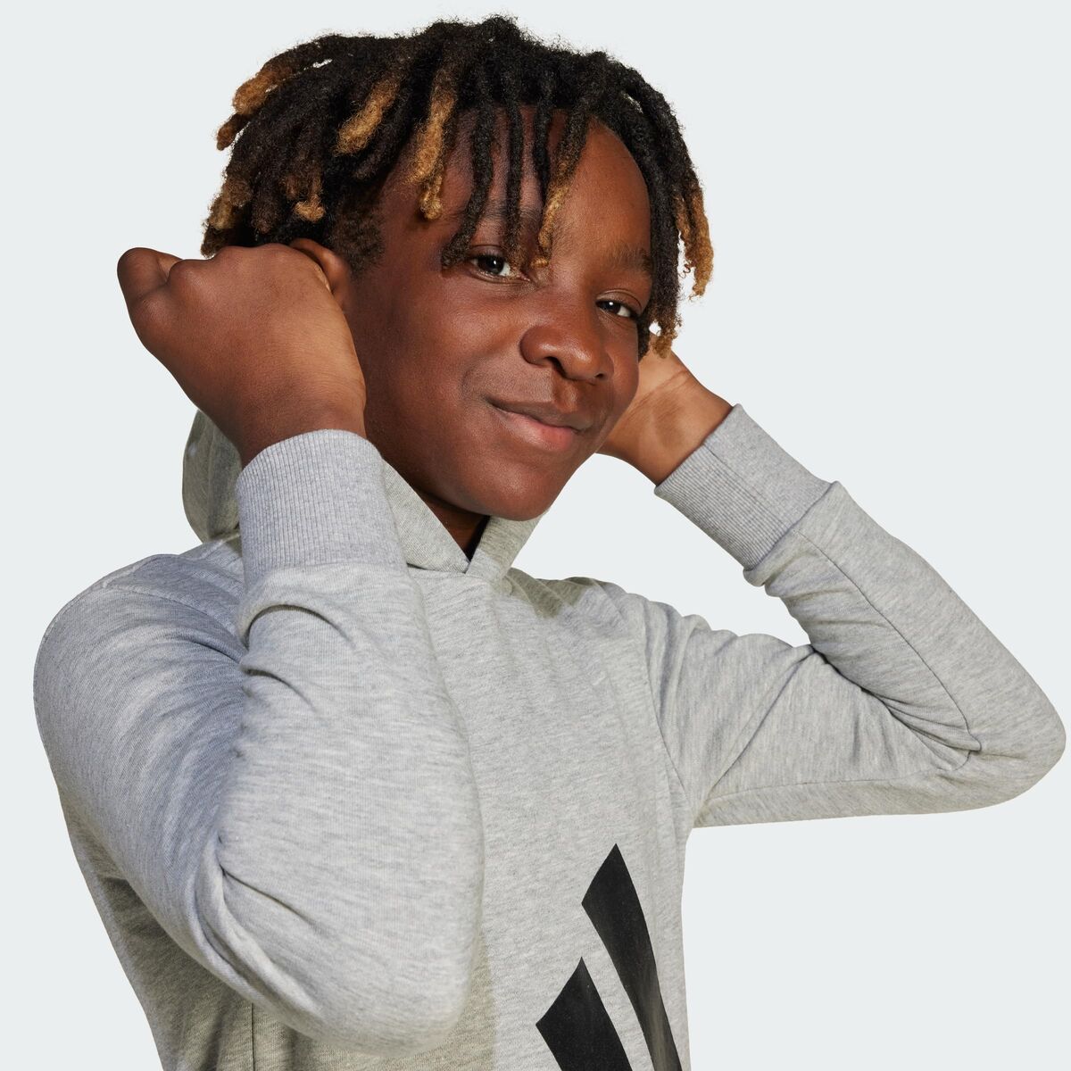 Hanorac cu glugă pentru fete Adidas Big Logo French Terry Hd Gri deschis