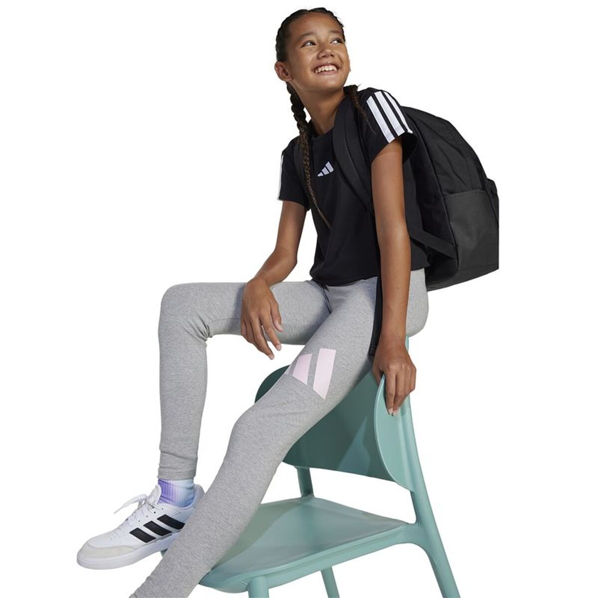 Colanți Sport pentru Copii Adidas Essentials Big Logo Gri Roz