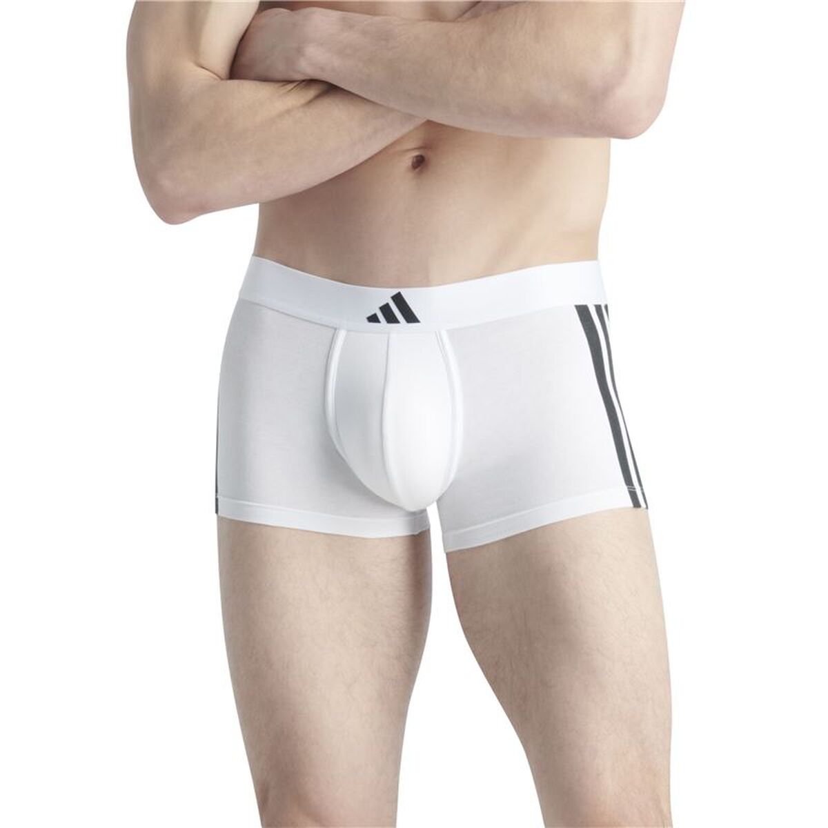 Boxeri pentru bărbați Adidas Trunk Low Rise 3 Stripes Alb 2 Piese