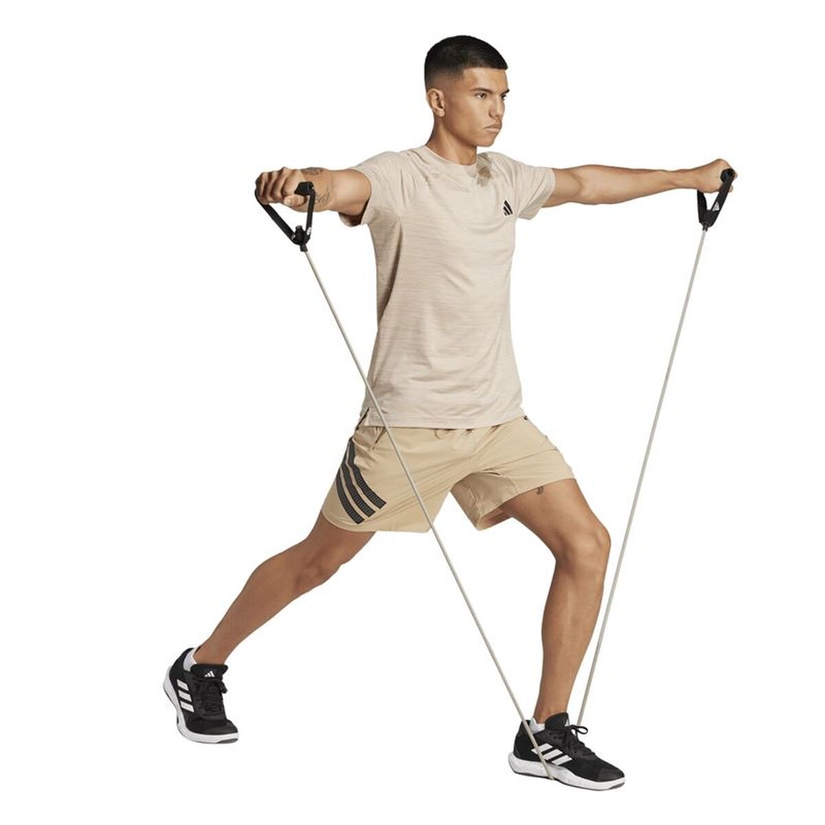 Pantalon Scurt Sport Adidas Gym+ 3 Bandas Short Alb Natural Bărbați