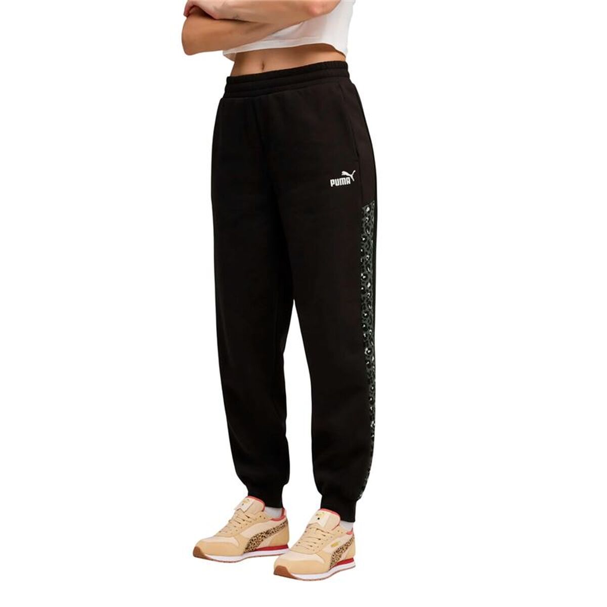 Pantaloni lungi de sport Puma Essentials Graphic Animal C Negru Femeie