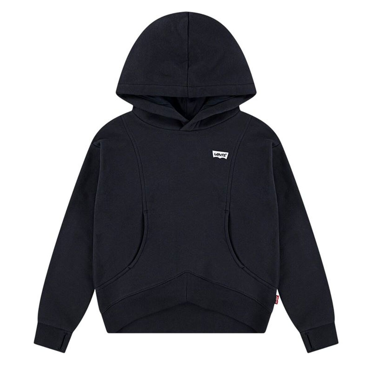 Hanorac cu glugă pentru fete Levi's Lvg Batwing Patch Hoodie Negru