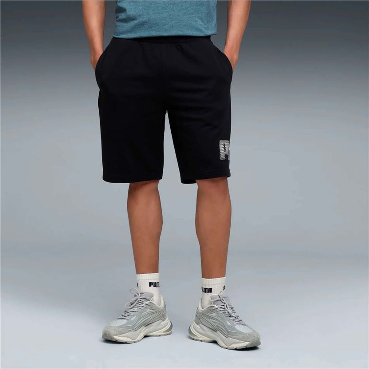 Pantaloni Scurți Sport pentru Bărbați Puma Essentials Logo Lab Negru