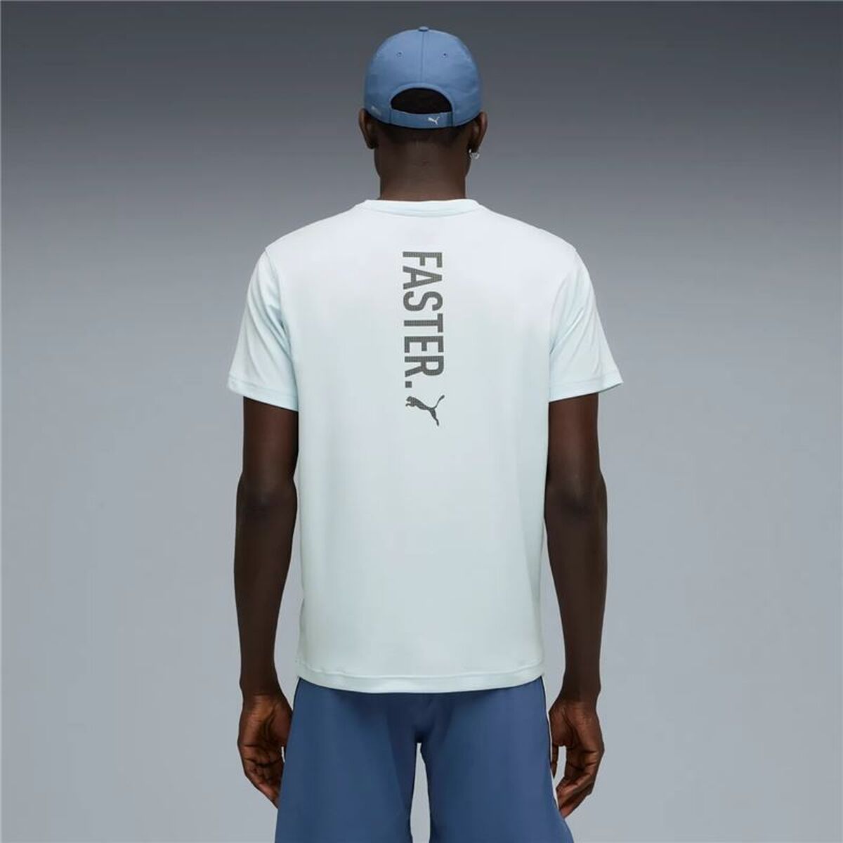 Tricou cu Mânecă Scurtă Bărbați Puma Graphics Running Fas Albastru deschis