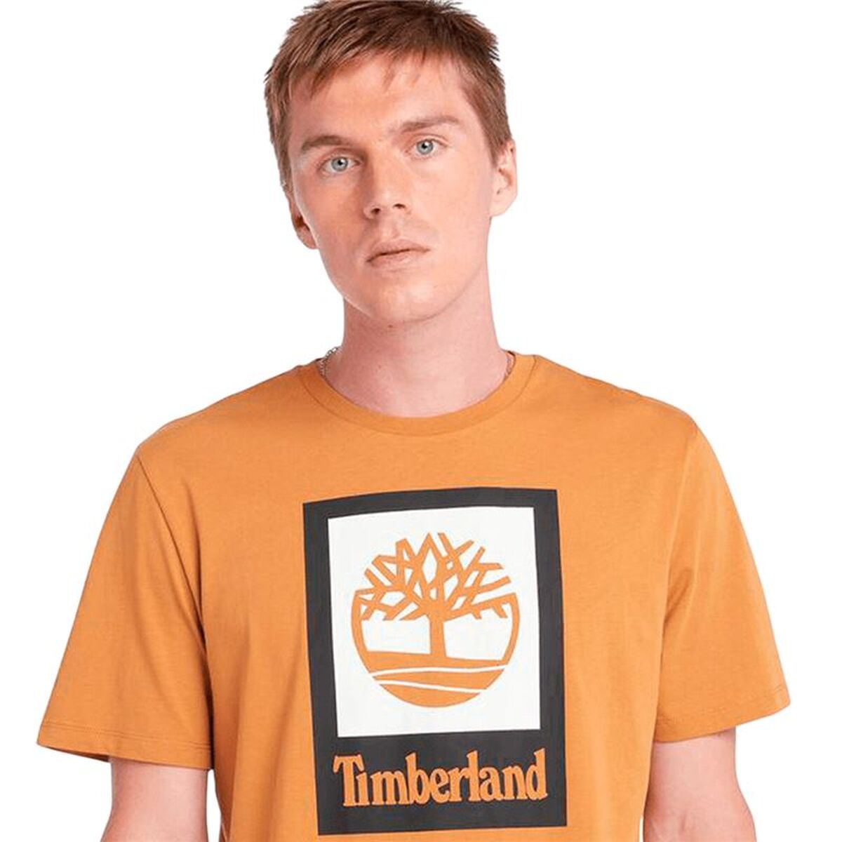 Tricou cu Mânecă Scurtă Bărbați Timberland Stack Logo Colored Short Sleeve Portocaliu